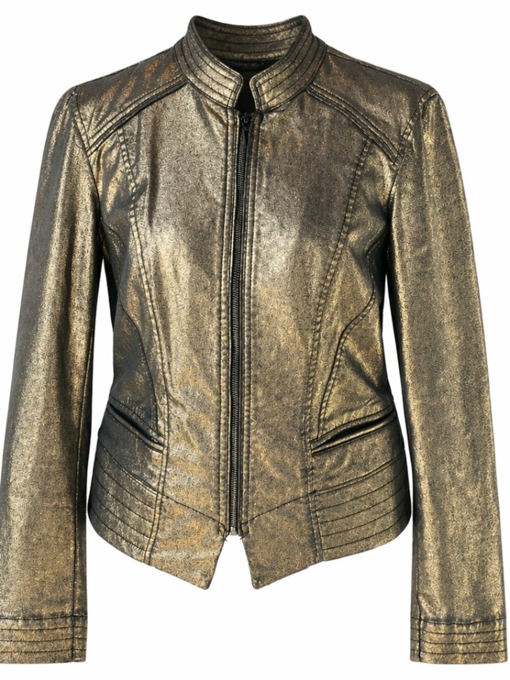 White House Black Market Gold Metallic Moto Jacket – Size 10